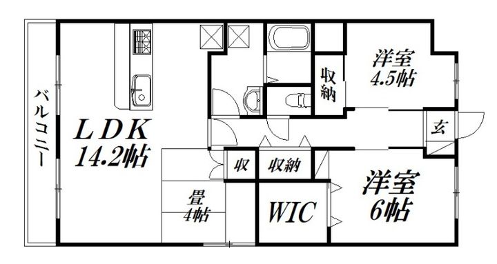 静岡県浜松市中央区東若林町(マンション)の賃貸物件の間取り