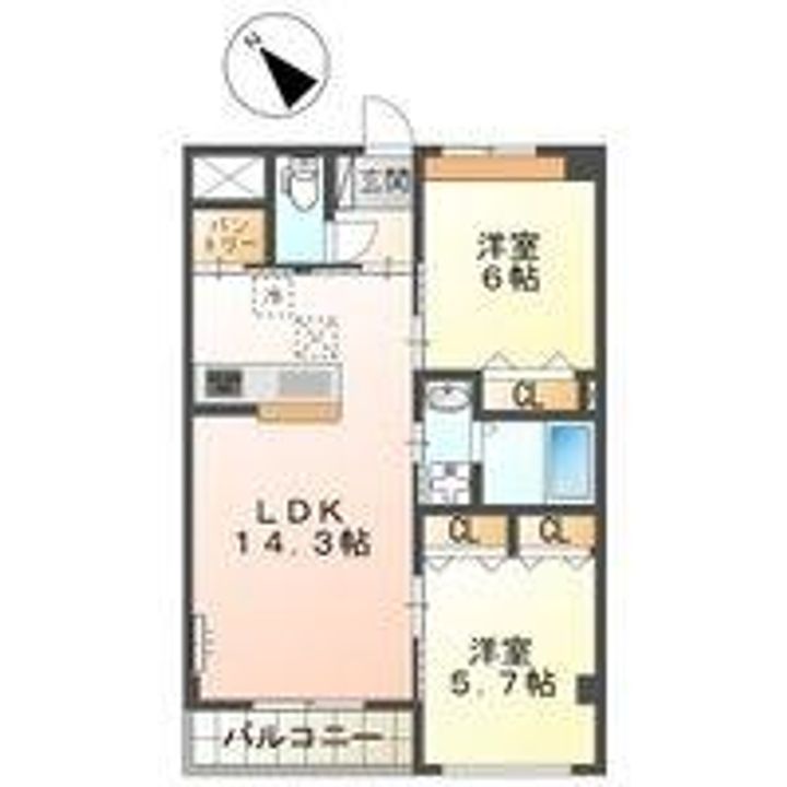 埼玉県さいたま市中央区大戸2(マンション)の賃貸物件の間取り