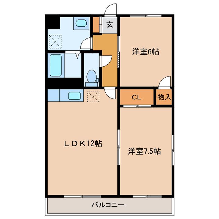 静岡県浜松市中央区入野町(マンション)の賃貸物件の間取り