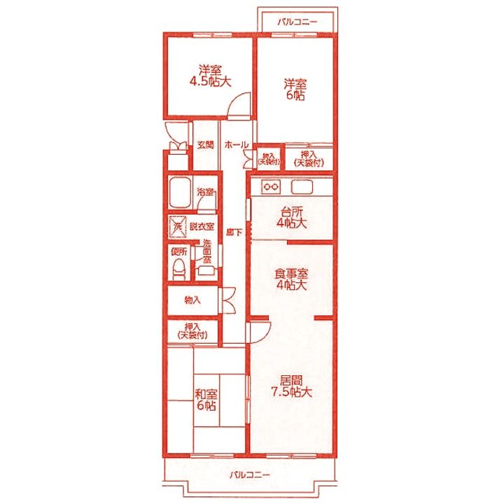 みずきが丘住宅7号棟の間取り