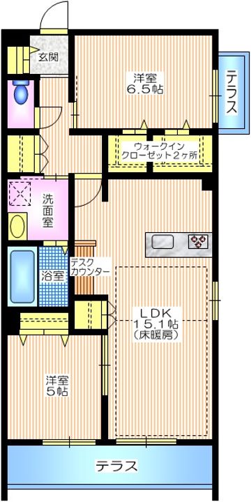 神奈川県茅ヶ崎市本宿町(マンション)の賃貸物件の間取り