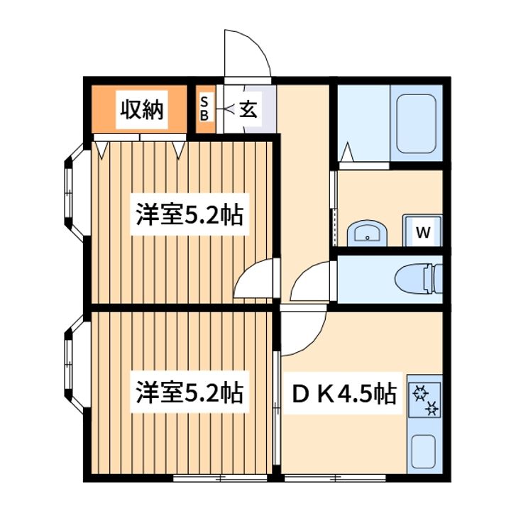 東京都武蔵村山市榎3(アパート)の賃貸物件の間取り