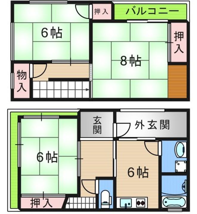 大阪府大阪市西成区松2(一戸建)の賃貸物件の間取り