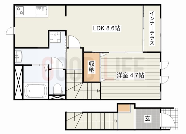 兵庫県丹波篠山市宇土(アパート)の賃貸物件の間取り