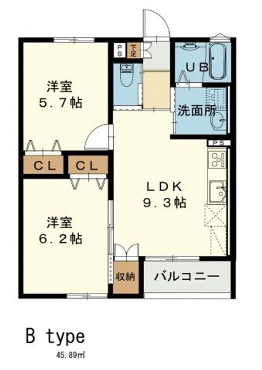 広島県広島市安芸区中野6(アパート)の賃貸物件の間取り