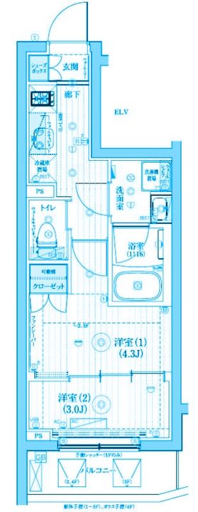 神奈川県川崎市高津区諏訪3(マンション)の賃貸物件の間取り