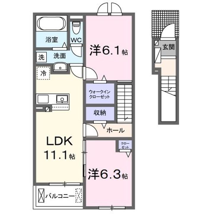 京都府南丹市園部町木崎町中川端(アパート)の賃貸物件の間取り