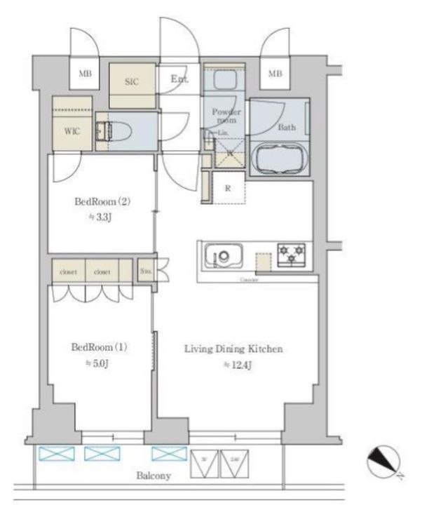 東京都文京区本駒込6(マンション)の賃貸物件の間取り