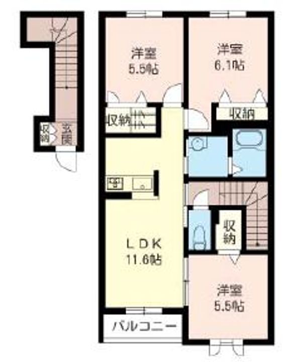 神奈川県藤沢市大庭(アパート)の賃貸物件の間取り