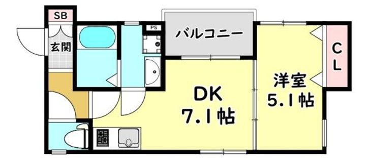 大阪府門真市元町(アパート)の賃貸物件の間取り