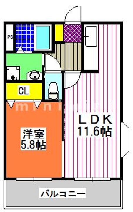 熊本県熊本市東区桜木2(マンション)の賃貸物件の間取り