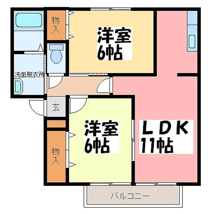 熊本県菊池郡大津町大字引水(アパート)の賃貸物件の間取り