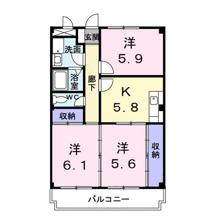 茨城県日立市滑川町2(マンション)の賃貸物件の間取り