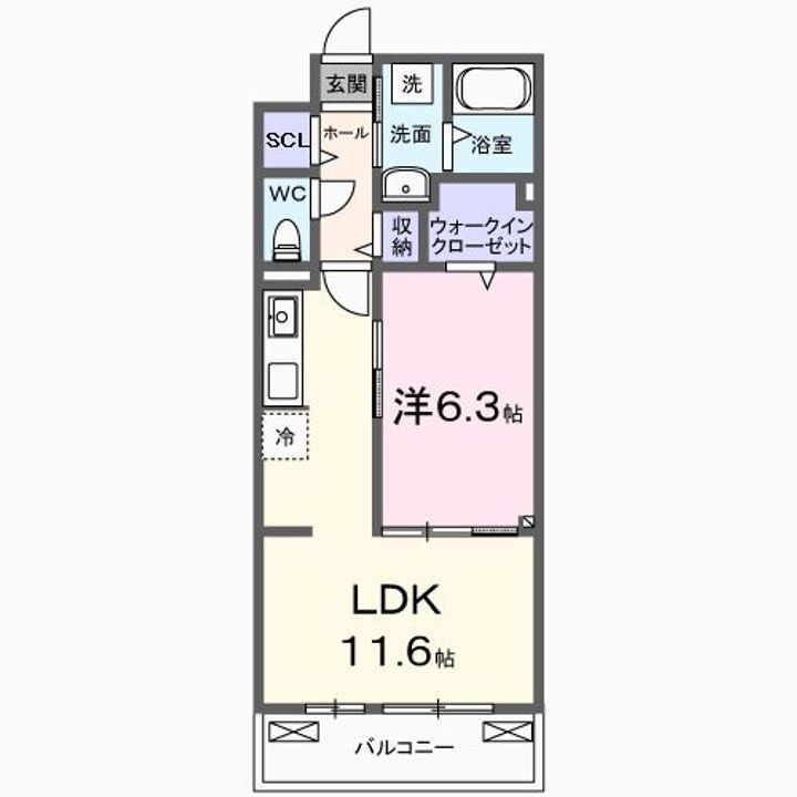 大阪府枚方市茄子作北町(アパート)の賃貸物件の間取り