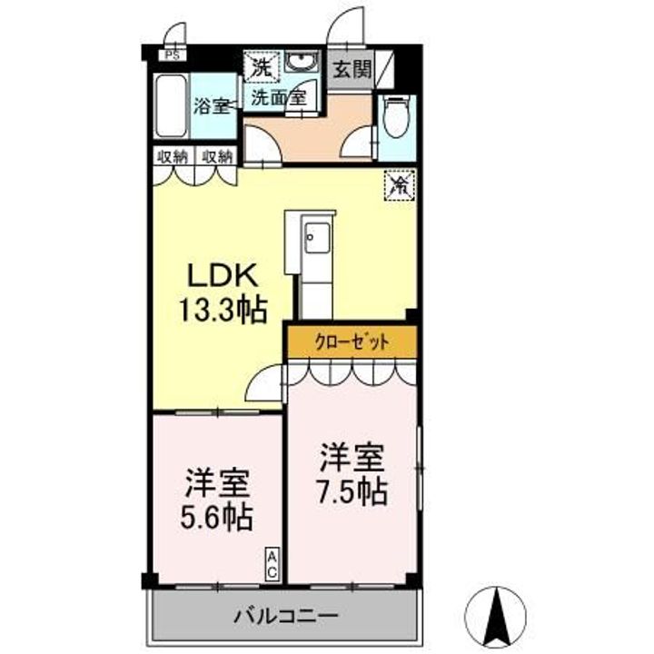 福島県いわき市錦町中央1(アパート)の賃貸物件の間取り