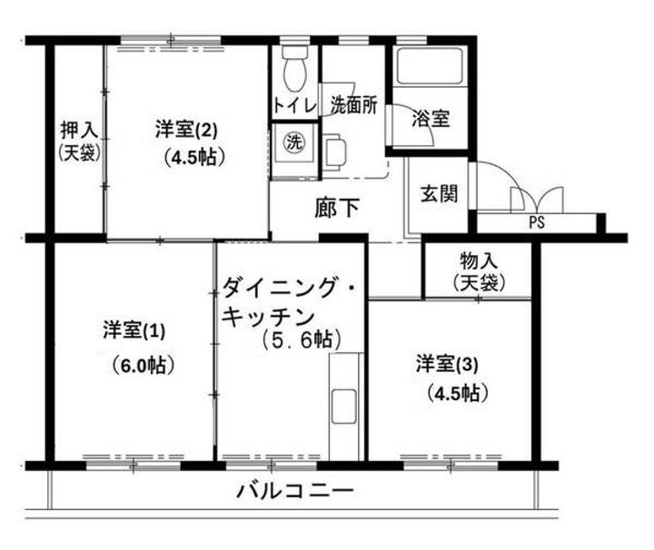 兵庫県三木市志染町西自由が丘2(マンション)の賃貸物件の間取り