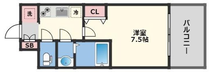 大阪府大阪市福島区玉川3(マンション)の賃貸物件の間取り