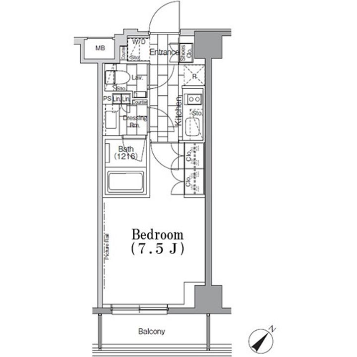 東京都中央区月島4(マンション)の賃貸物件の間取り