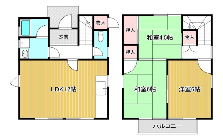 香川県丸亀市飯野町東二(一戸建)の賃貸物件の間取り