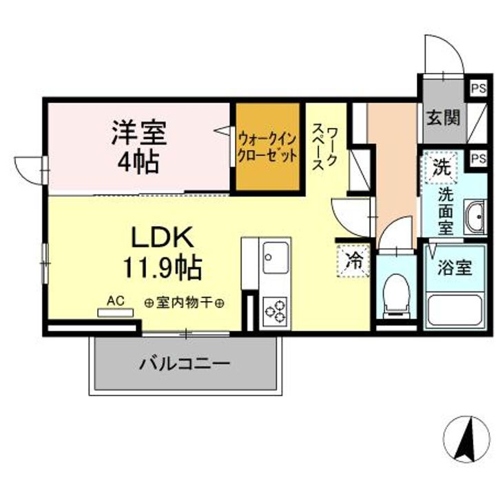 山梨県中央市成島(アパート)の賃貸物件の間取り