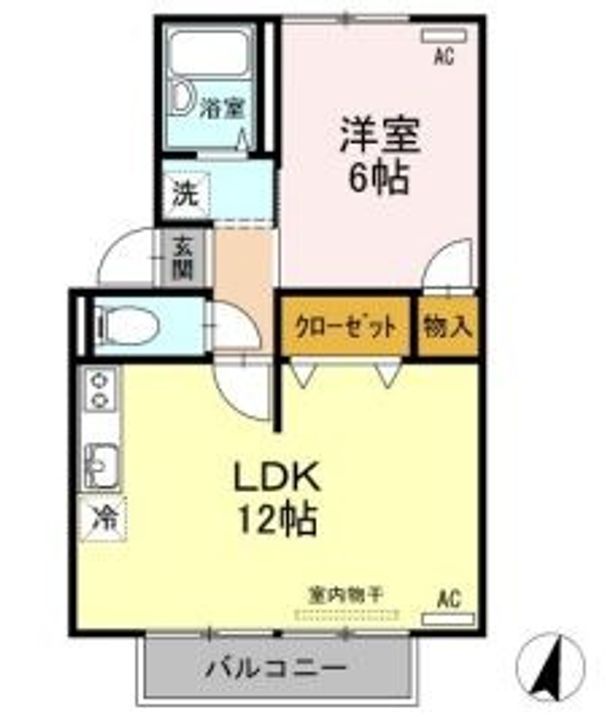 岡山県都窪郡早島町早島(アパート)の賃貸物件の間取り