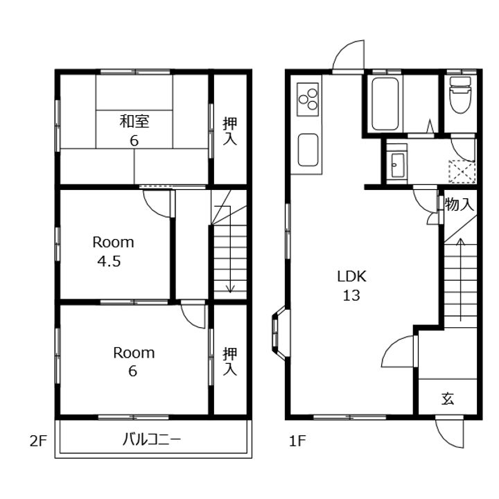 徳島県徳島市南沖洲1(一戸建)の賃貸物件の間取り