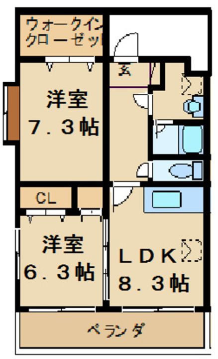 神奈川県相模原市中央区田名塩田2(マンション)の賃貸物件の間取り