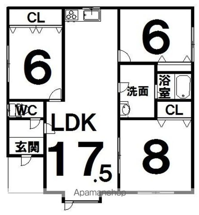 北海道河東郡音更町木野西通14(一戸建)の賃貸物件の間取り