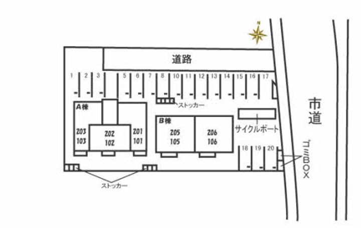 アトラクト小山 A棟の地図