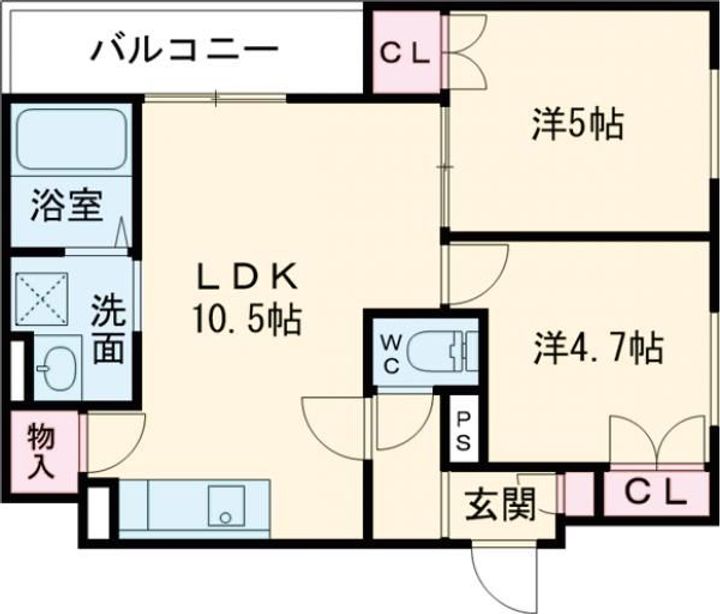 大阪府柏原市田辺1(アパート)の賃貸物件の間取り