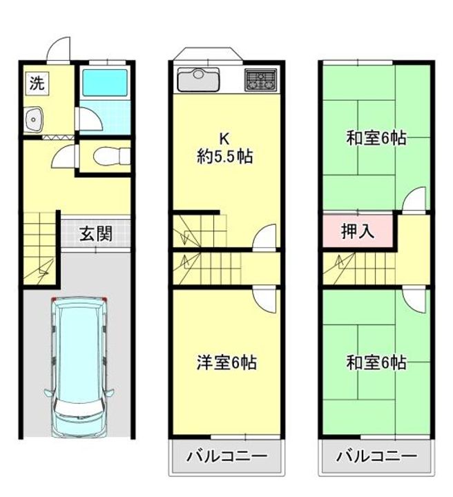 大阪府寝屋川市萱島東1(一戸建)の賃貸物件の間取り