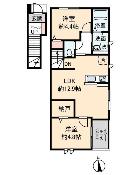 東京都狛江市駒井町2(アパート)の賃貸物件の間取り
