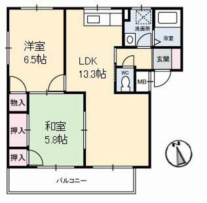 広島県福山市引野町北5(アパート)の賃貸物件の間取り