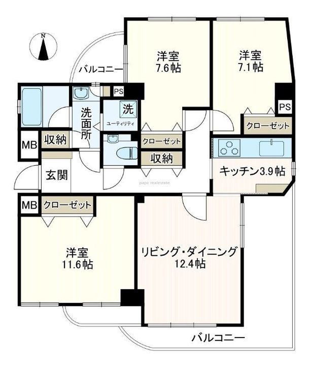 東京都世田谷区池尻4(マンション)の賃貸物件の間取り