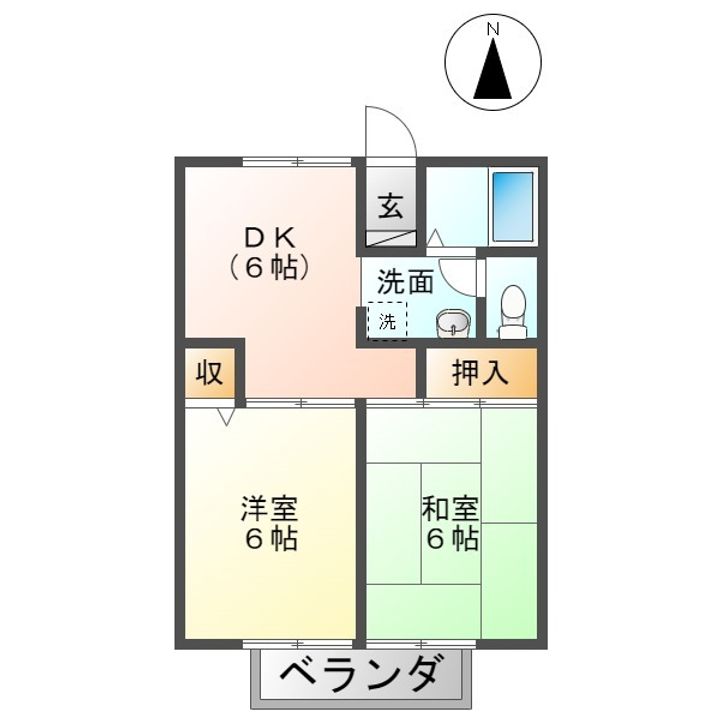 香川県観音寺市三本松町2(アパート)の賃貸物件の間取り