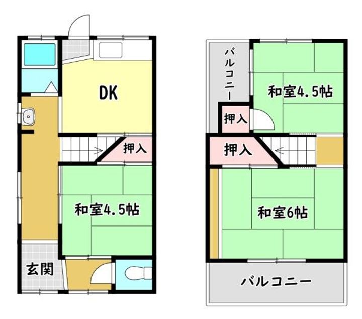 大阪府寝屋川市萱島本町(一戸建)の賃貸物件の間取り