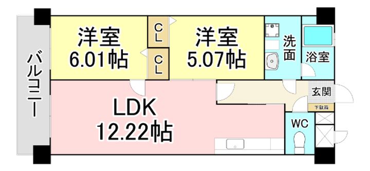 福岡県北九州市小倉北区下到津4(マンション)の賃貸物件の間取り