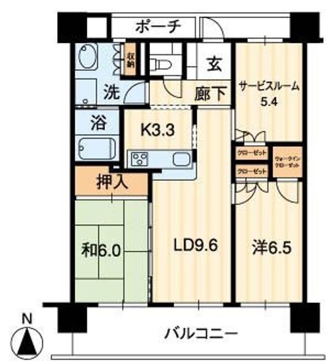 岡山県倉敷市昭和2の賃貸マンションの間取り