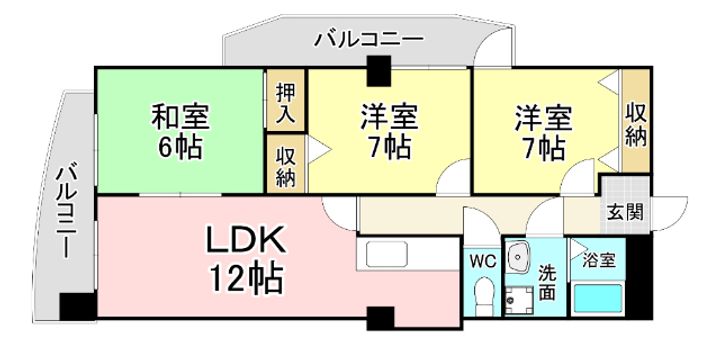 福岡県北九州市門司区高田1(マンション)の賃貸物件の間取り