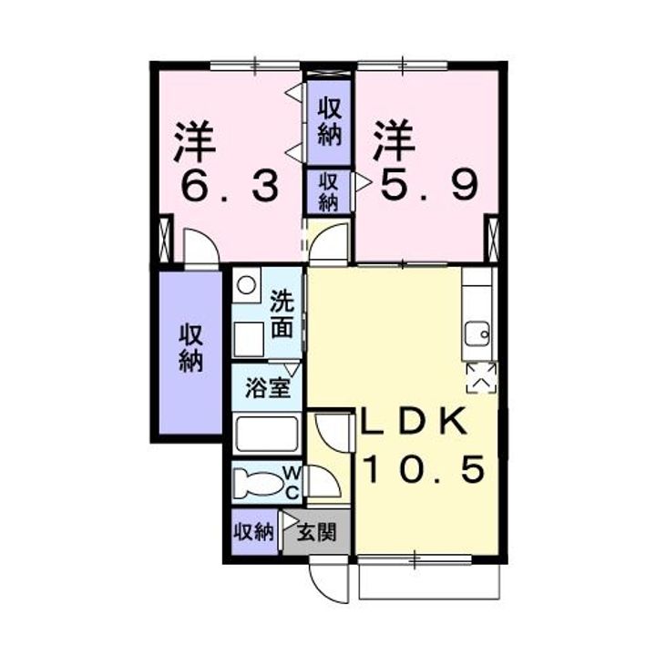 群馬県佐波郡玉村町大字南玉(アパート)の賃貸物件の間取り