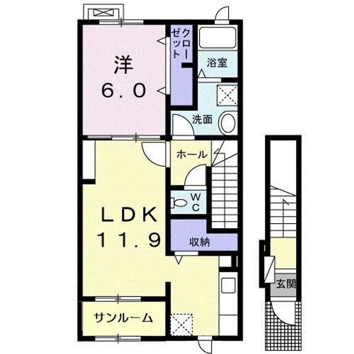 サニーサイド大野Aの間取り