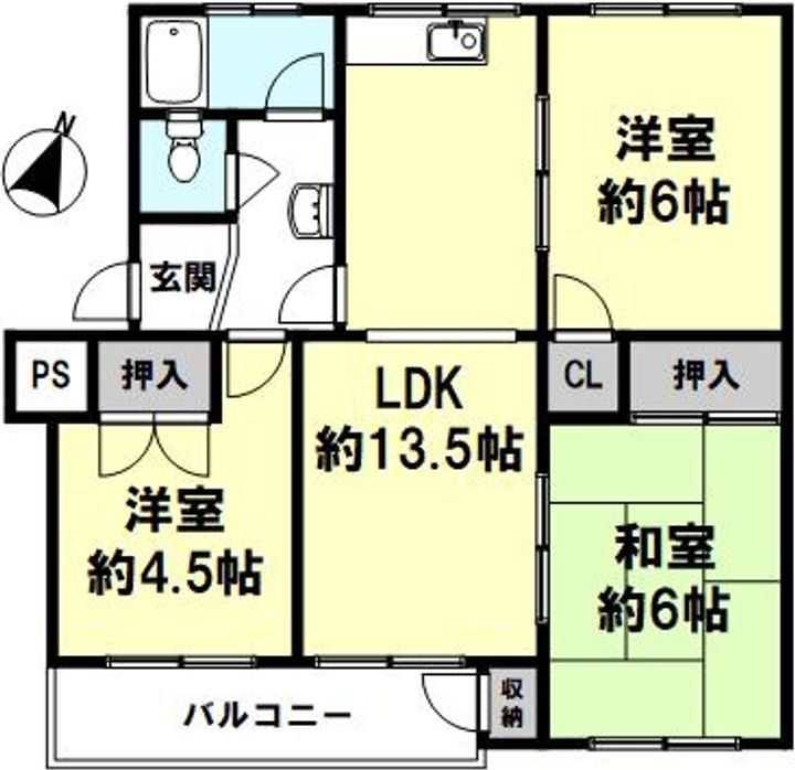 神陵台東住宅46号棟の間取り