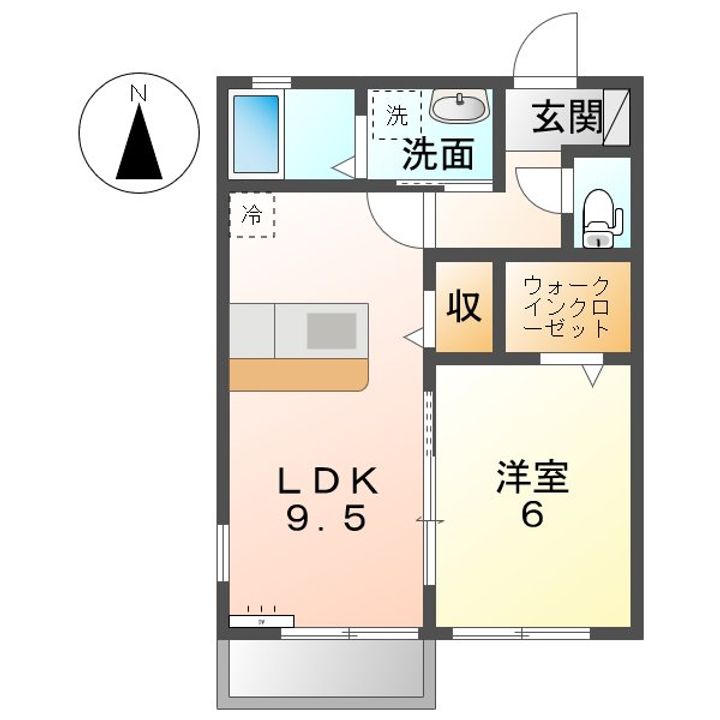 愛知県あま市木田北屋敷(アパート)の賃貸物件の間取り