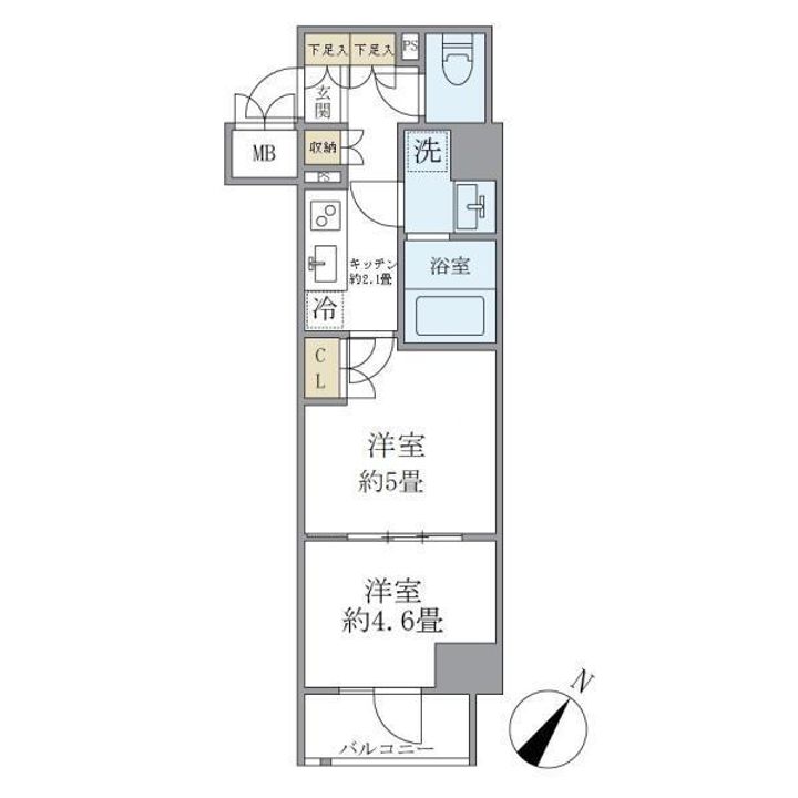 東京都文京区本駒込5(マンション)の賃貸物件の間取り
