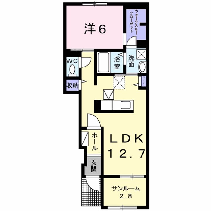 2019年築 旭市二1LDKの間取り