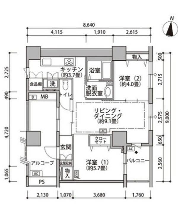 東京都江東区東雲1(マンション)の賃貸物件の間取り
