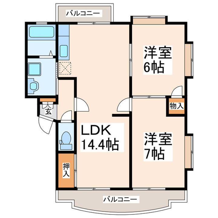 熊本県熊本市南区田井島2(マンション)の賃貸物件の間取り
