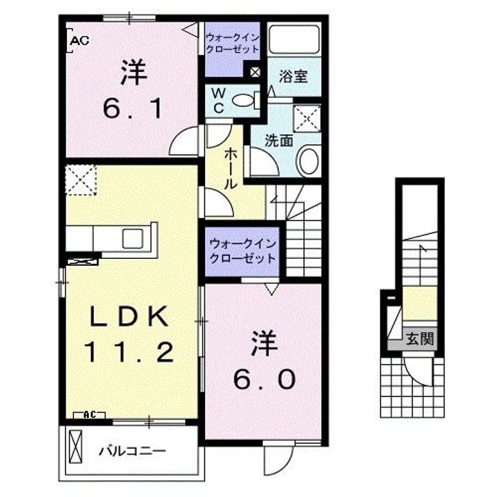 岐阜県大垣市青柳町2(アパート)の賃貸物件の間取り
