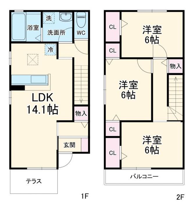 山梨県甲府市大里町(アパート)の賃貸物件の間取り
