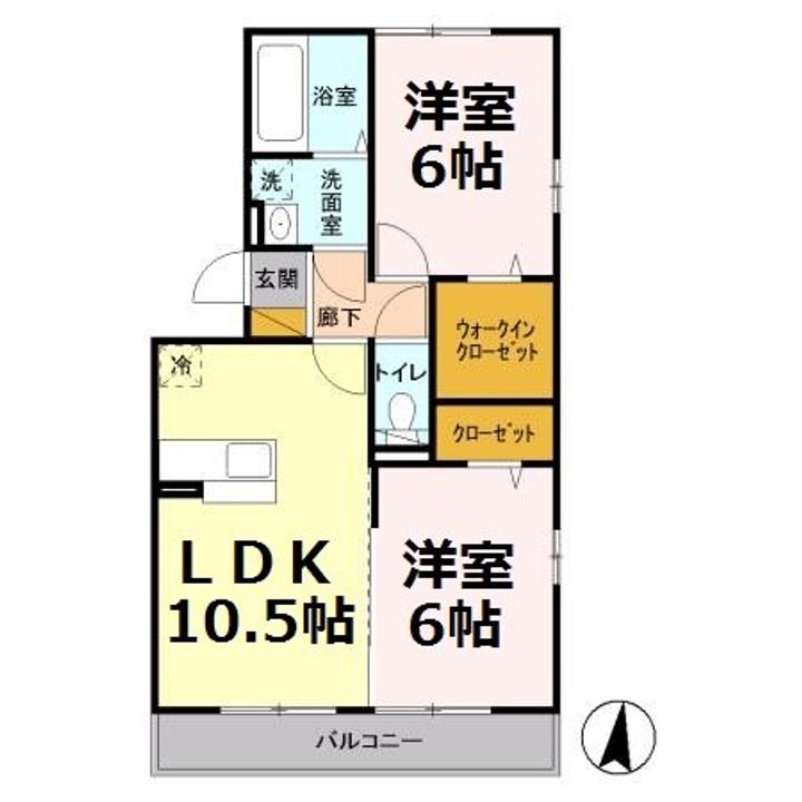 埼玉県越谷市レイクタウン1(アパート)の賃貸物件の間取り